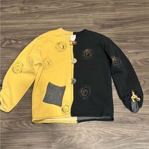 Kunkys‎ Hand-Painted Sweatshirt Crew – Artistic Black & Yellow Design Size M